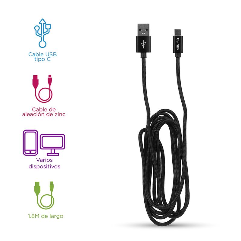 Cable-de-Datos-de-Alumino-Trenzado-Tipo-C-3A-Negro-2-16790