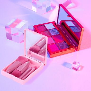 Set de Brochas de Maquillaje Portatiles con Caja de Espejo 5 Pzas