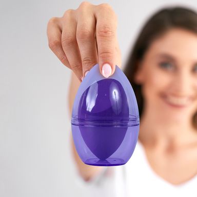 Esponja de Maquillaje Inclinada con Estuche de Viaje Transparente  Purpura