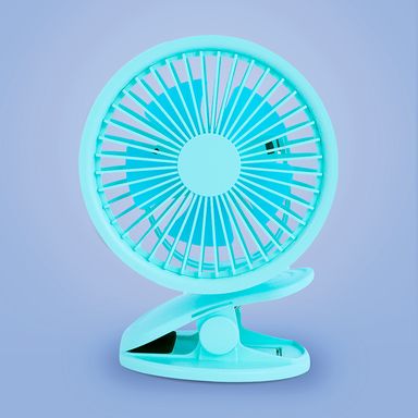 Mini Ventilador de Escritorio con Clip Azul