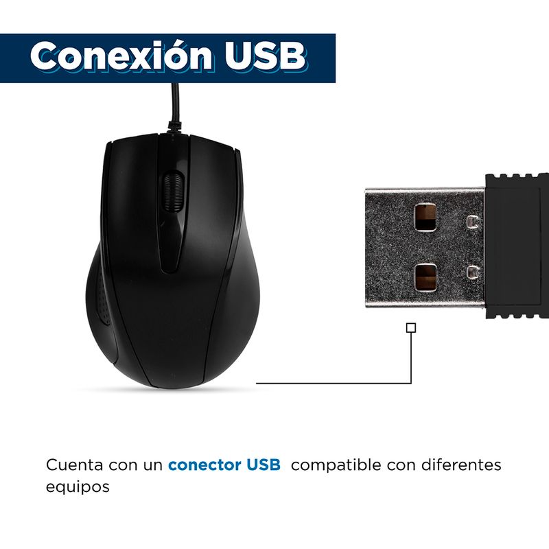 Mouse Ergonomico con Cable Negro