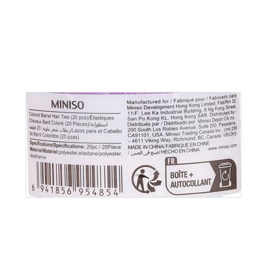 Paquete de Ligas para Cabello Miniso 20 Pzas Mix de Colores