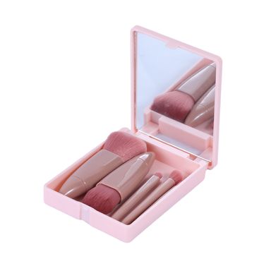 Set de Brochas de Maquillaje Portatiles con Caja de Espejo 5 Pzas