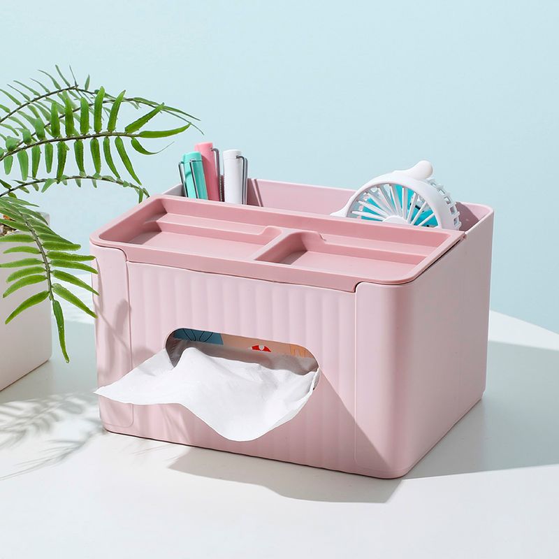 Caja de Plastico para Pañuelos con Compatimientos para Escritorio Rosa