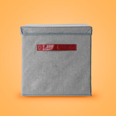 Organizador de Tela de Lino con Tapa Color Gris