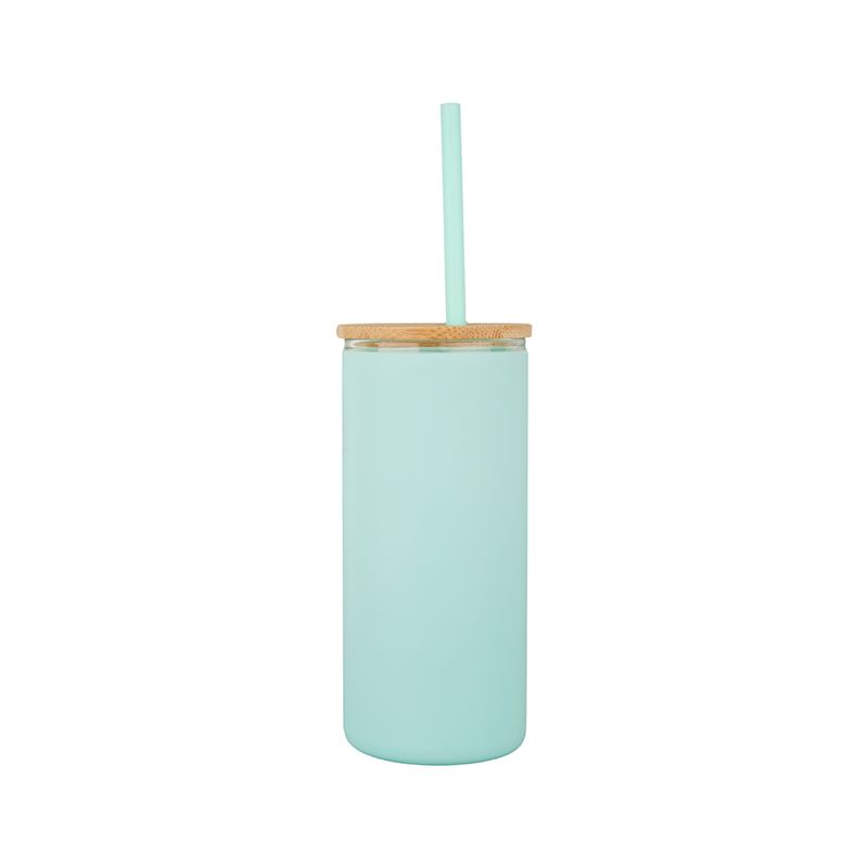 Miniso Vaso Con Tapa Y Popote Vidrio Blanco 400 ml