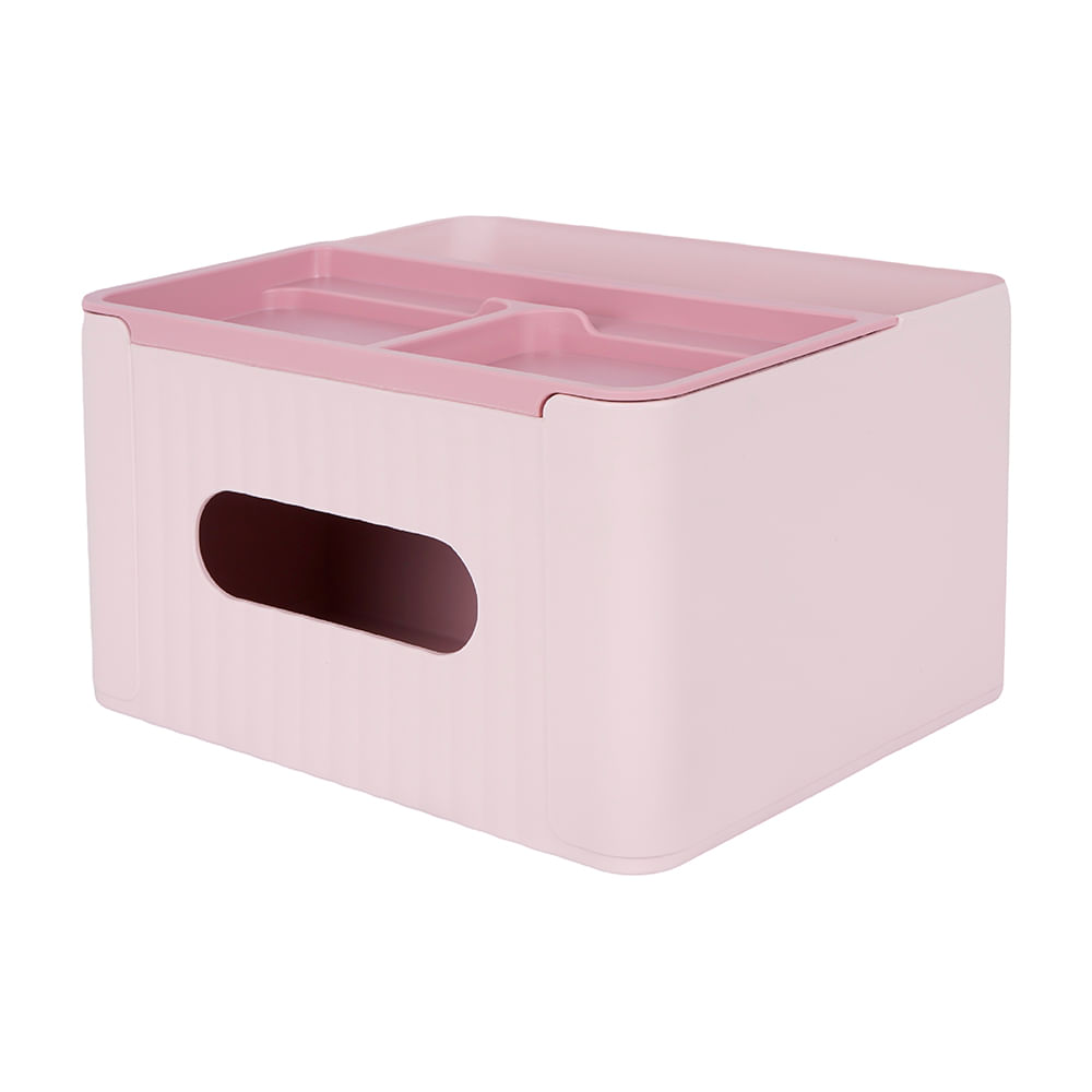 Caja de Plastico para Pañuelos con Compatimientos para Escritorio Rosa