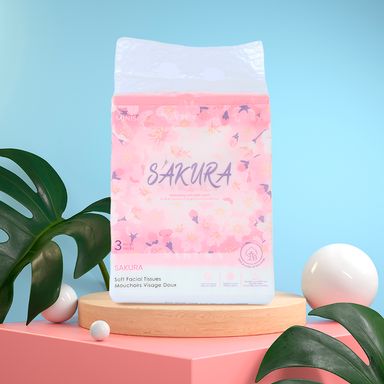 Paquete Pañuelos Faciales Desechables Sakura Blossom 3 Paquetes