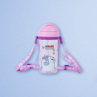 Botilito de Plastico Osos Escandalosos 5.0 con Pitillo 400 Ml Oso Polar Rosa