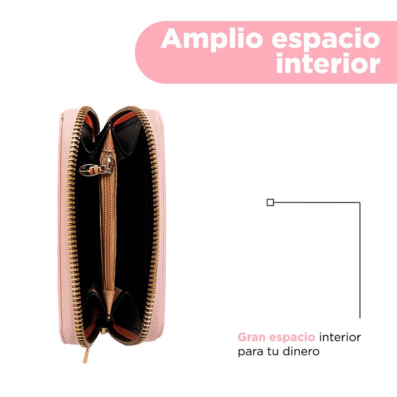 Cartera-para-Mujer-Corta-Dise-o-Corazon-de-Cuadros-Miniso-Rosa-4-18136