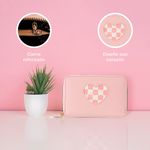 Cartera-para-Mujer-Corta-Dise-o-Corazon-de-Cuadros-Miniso-Rosa-5-18136