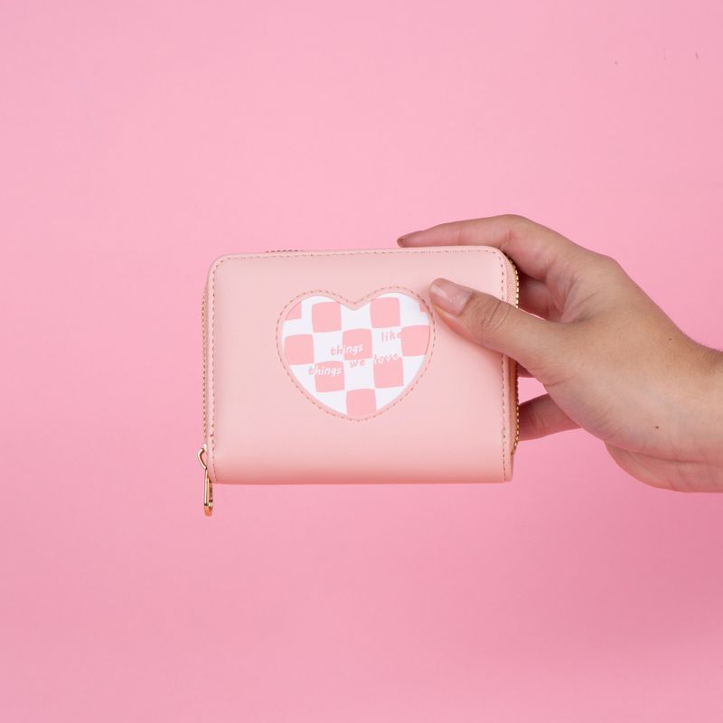 Cartera-para-Mujer-Corta-Dise-o-Corazon-de-Cuadros-Miniso-Rosa-7-18136