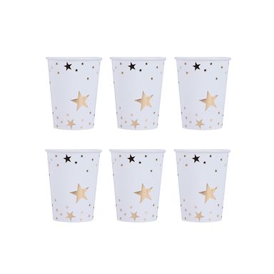 Vasos de Papel 6 Piezas Oro Articulos de Fiesta Miniso