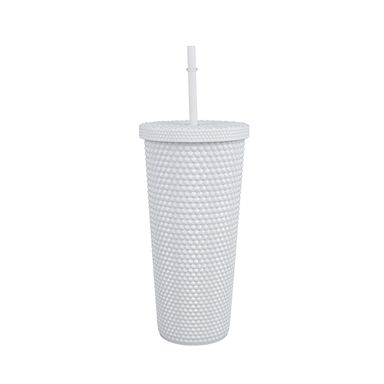 Vaso de Plastico con Pitillo 680 Ml Blanco