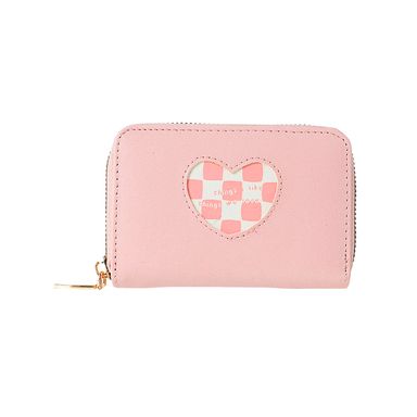 Cartera para Mujer Corta Diseño Corazon de Cuadros Miniso Rosa