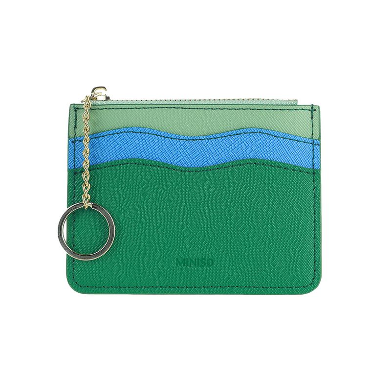 Tarjetero-con-Llavero-Miniso-Tricolor-con-Ondas-Verde-1-18142