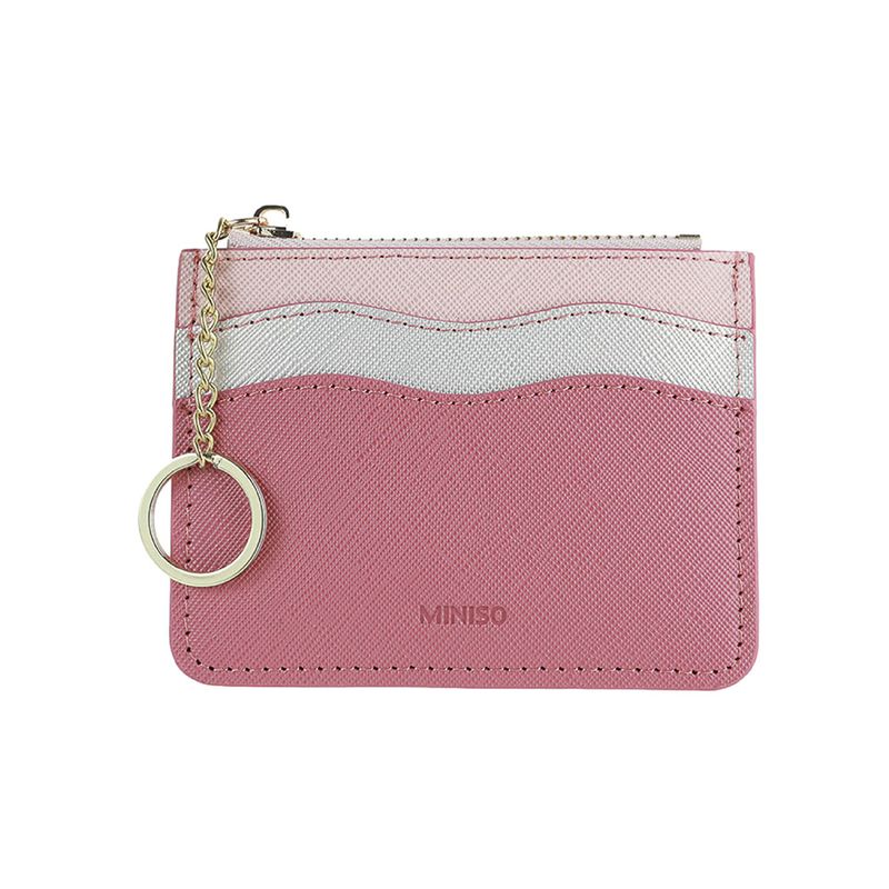 Tarjetero-con-Llavero-Miniso-Tricolor-con-Ondas-Rosa-1-18143