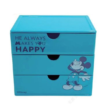 Organizador de Plastico Coleccion Disney 100 Smile Faces con 3 Cajones Mickey Azul