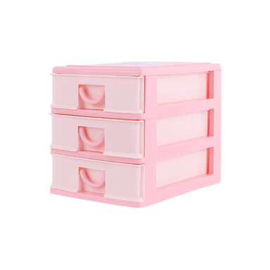 Organizador de Plastico Bicolor con 3 Cajones Rosa