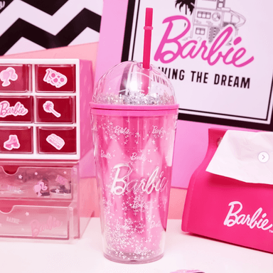 Vaso de Plastico de Pared Doble con Pitillo 600 Ml Colección Barbie
