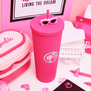 Vaso de Plastico con Pitillo 700 Ml Rosa Colección Barbie