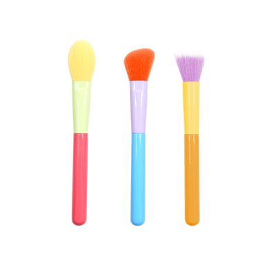 Kit de Brochas de Maquillaje Facial 3 Pzas Serie Rainbow