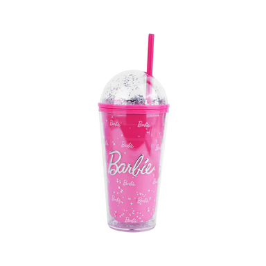 Vaso de Plastico de Pared Doble con Pitillo 600 Ml Colección Barbie