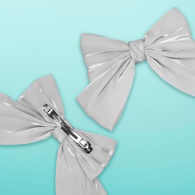 Broche para Cabello con Moño Lustrous  Gris