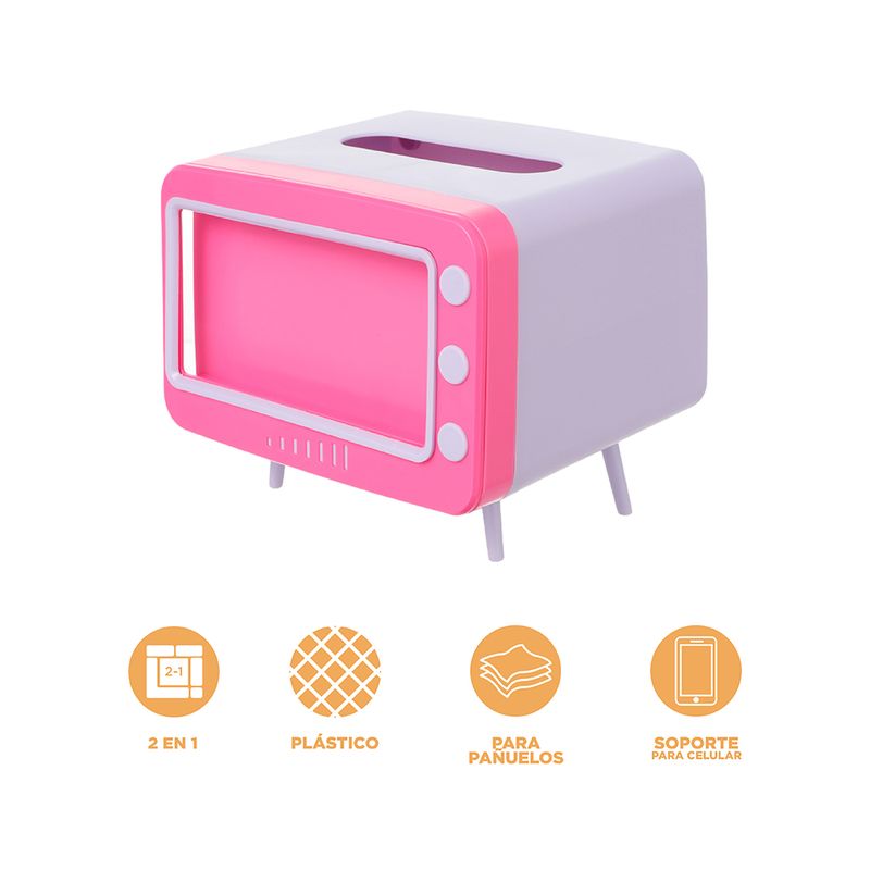 Caja-de-Pa-uelos-en-Forma-de-Tv-con-Soporte-para-Tel-fono-P-rpura-y-Rosa-4-19488