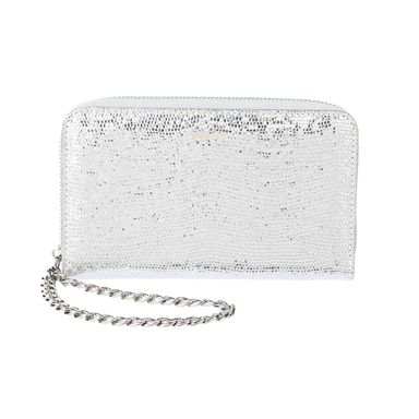 Billetera para Mujer con Cierre y Correa de Cadena Miniso Metalizada Gris