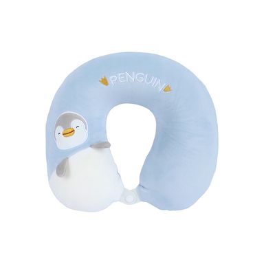 Almohada de Viaje en Forma de U de Dibujos Animados Pingüino Azul