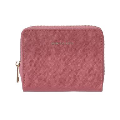 Billetera para Mujer con Cierre Textura Rayas Cruzadas Rosa