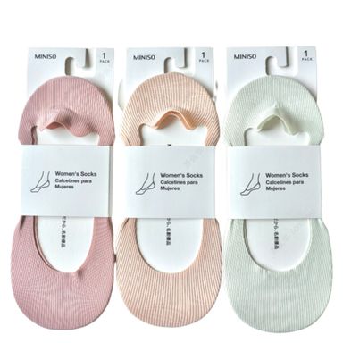 Media Baleta  para Mujer Miniso Rayon Colores Claros 3 Pares