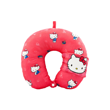 Almohada de Viaje en Forma de U con Antifaz para Dormir Hello Kitty Sanrio