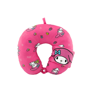 Almohada de Viaje en Forma de U con Antifaz para Dormir Hello Kitty Sanrio Rosa