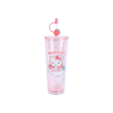 Vaso de Plastico con Pitillo Colección Kitty Sanrio  Strawberry