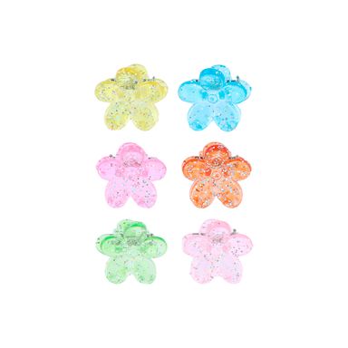 Set de Broches para Cabello  Serie Flower Transparente Con Glitter 6 Pzas
