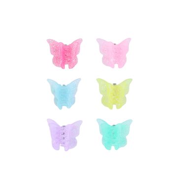 Set de Pinzas para Cabello  Serie Colorful Butterfly  Glitter 6 Pzas
