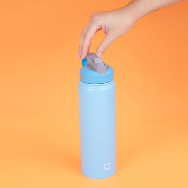 Vaso de Acero Inoxidable con Tapa y Pitillo 900 Ml Azul