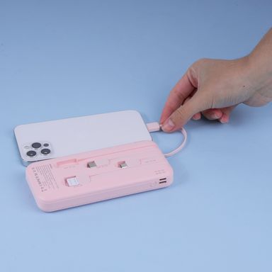 Bateria de Respaldo 10000Mah con Cuatro Cables Rosa