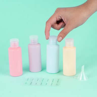 Kit de Botellas con Tapa Abatible para Viaje 5 Unidades