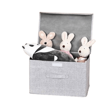 Caja de Almacenamiento de Tela Gris con Tapa