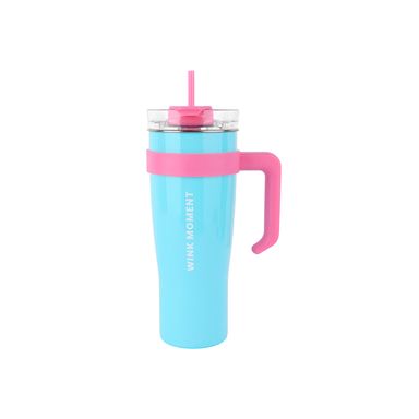Vaso de Acero con Pitillo Menta y Rosa 1600 Ml