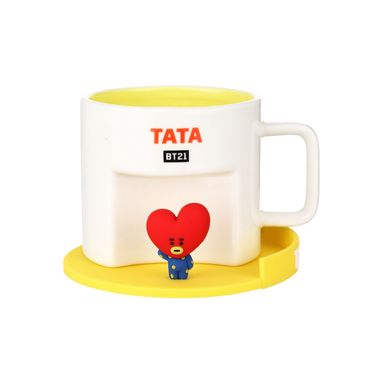Taza Ceramica con Portavasos 450 Ml Tata Colección BT21