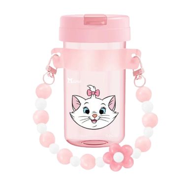 Vaso de Plastico de 500 Ml con Correa Decorada Serie Disney Cat Rosa