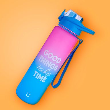 Botella de 1000 Ml con Tapa Removible Serie Gradient  Rosa y Azul