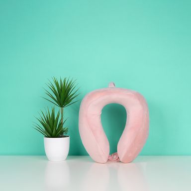 Almohada de Viaje en Forma de U de Espuma Viscoelastica Rosa