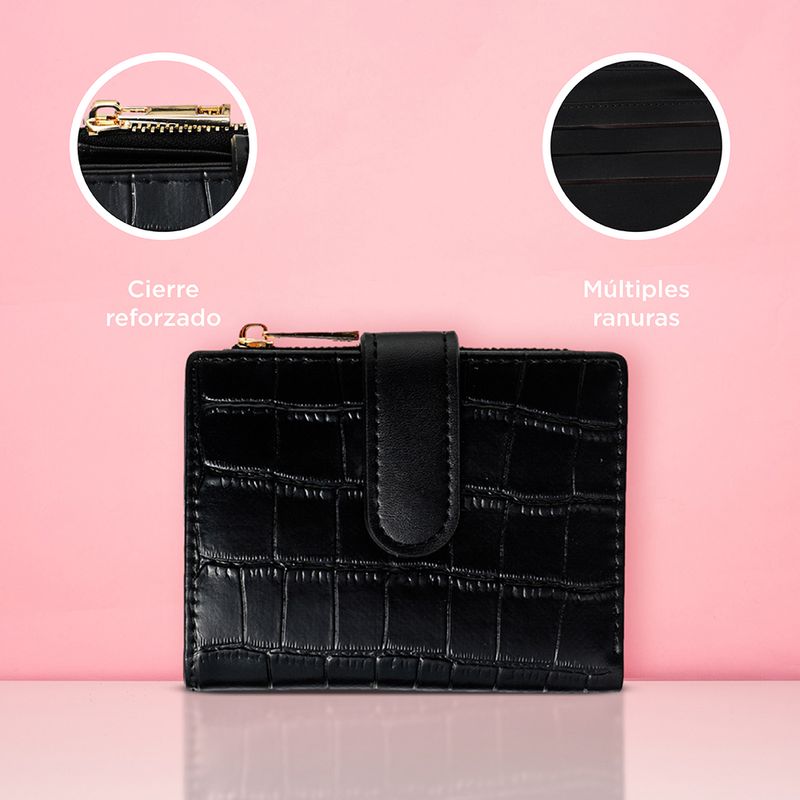 Cartera-Corta-para-Mujer-Tipo-Piel-de-Cocodrilo-Negro-6-21576