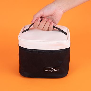 Lonchera Miniso  Serie Mousse Cuadrada Negro y Blanco