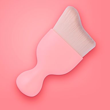 Brocha Curva para Base con Recipiente Rosa